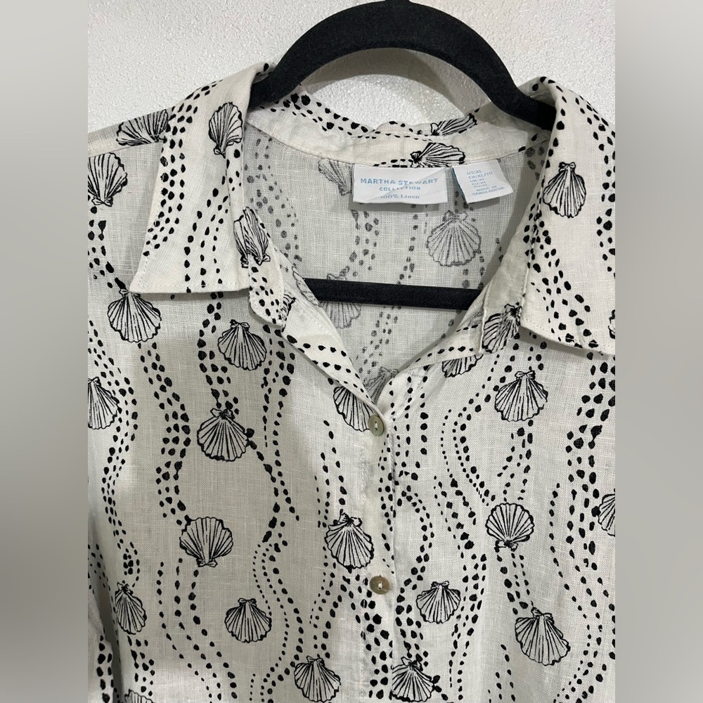 Martha Stewart 100% linen button down long sleeve shirt, blouse, - Picture 2 of 7
